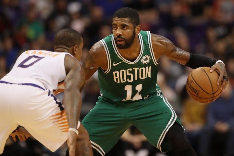 歐文(Kyrie Irving)在塞爾提克上一場延長賽大破發。法新社