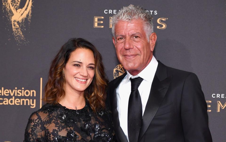 Anthony Bourdain with his girlfriend Asia Argento, in 2017 - Getty