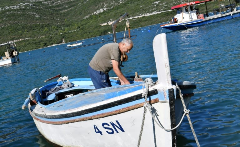 Shellfish farmer Pero Brbora catches his haul in Croatia but has to cross the border into Bosnia, and out again, to sell them in his homeland