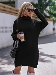 black sweater dress