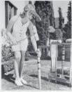 <p>The film star, who was a reported champion croquet player, sets up a croquet course on the lawn of her Hollywood home.</p>