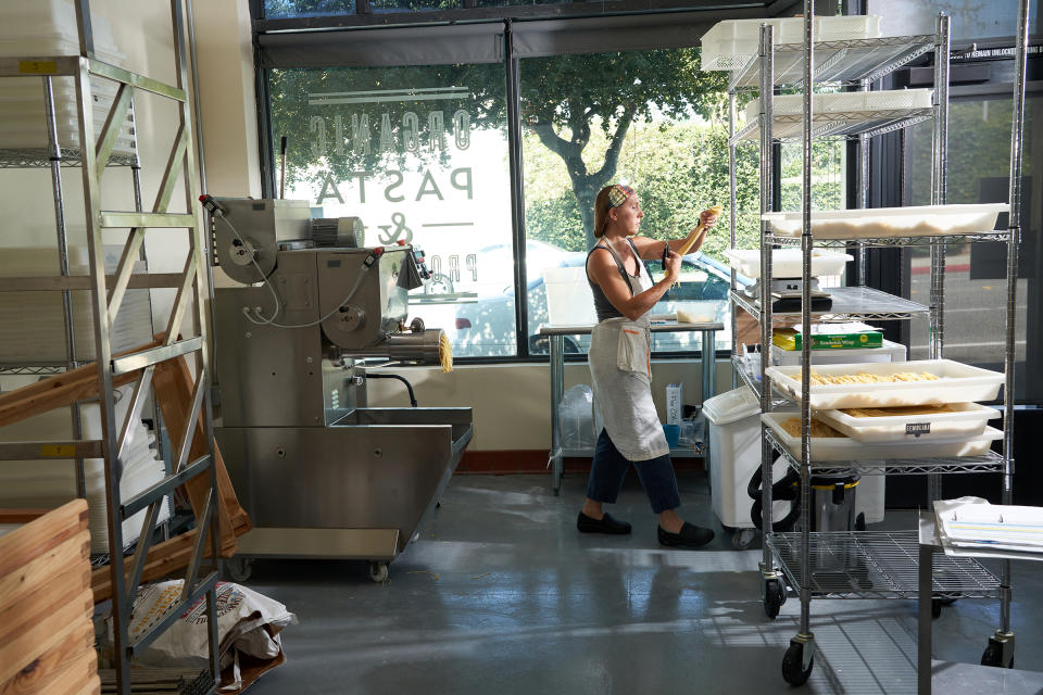 Leah Ferrazzani at Semolina Artisanal Pasta in Pasadena, California, on July 19th 2021.