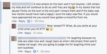 People were clashing over their opinions on smacking kids. Photo: Facebook