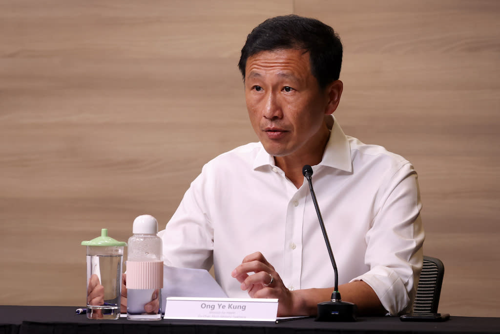 Health Minister Ong Ye Kung, who co-chairs a multi-ministry taskforce on COVID-19, addresses reporters at a virtual press conference. (PHOTO: Ministry of Communications and Information)