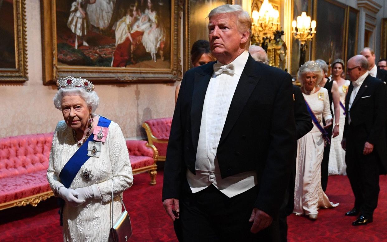 The Queen the US president Donald Trump during the State Banquet at Buckingham Palace - PA