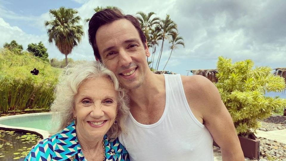 Hayley Mills posted with Ralf Little for Death in Paradise