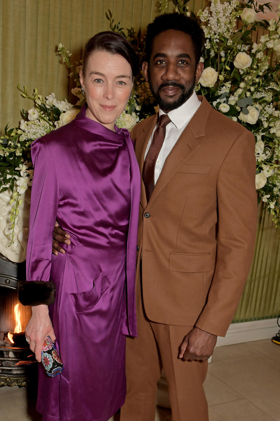 LONDON, ENGLAND - FEBRUARY 02:  Olivia Williams and Rhashan Stone attend the British Vogue and Tiffany & Co. Fashion and Film Party at Annabel's on February 2, 2020 in London, England. (Photo by David M. Benett/Dave Benett/Getty Images)