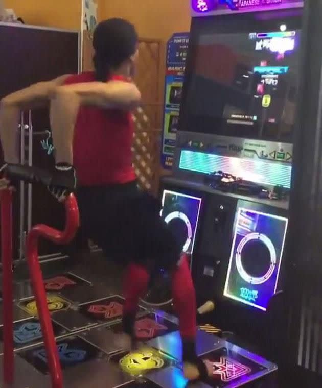 This guy is officially the Dance Dance Revolution master. Photo: Facebook