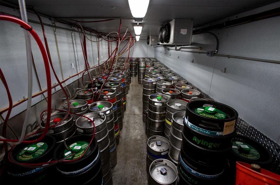 Hundreds beer kegs are at the ready for Oktoberfest revelers at the German-American Club in Louisville's Audubon neighborhood. September 1, 2022