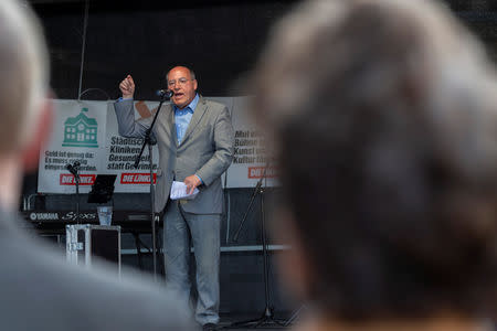 Gregor Gysi of the Left Party Die Linke delivers a speech during a rally for the upcoming European Parliament elections in Dresden, Germany, April 24, 2019. Picture taken April 24, 2019. REUTERS/Matthias Rietschel