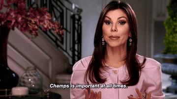 Heather Dubrow saying "champs is important at all time"