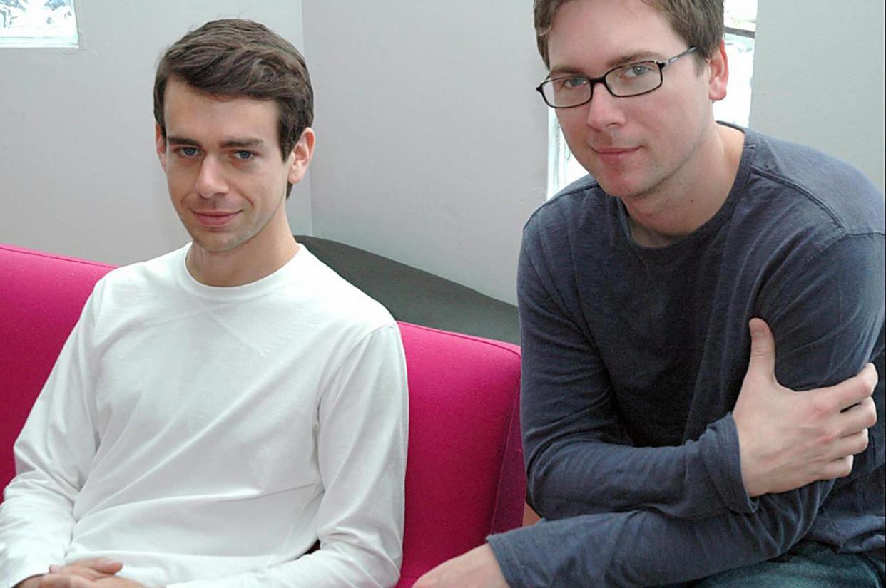 Jack Dorsey, pictured in 2007 with co-founder Biz Stone.