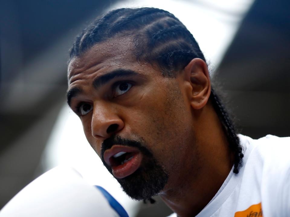 David Haye at an open workout in 2018 ahead of his final bout, against Tony Bellew (Getty Images)