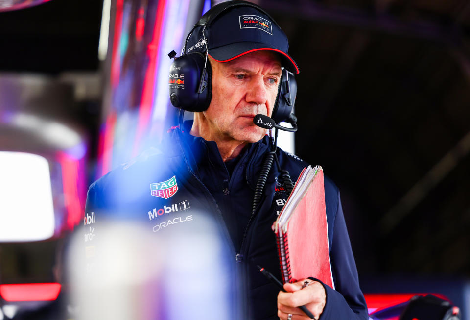 SUZUKA, JAPAN - APRIL 5: Adrian Newey, Chief Technology Officer of Oracle Red Bull Racing, ahead of the Japanese F1 Grand Prix to be held at the Suzuka International Racing Course in Suzuka City on April 5, 2024. He watches them in the garage during practice.  (Photo by Mark Thompson/Getty Images)