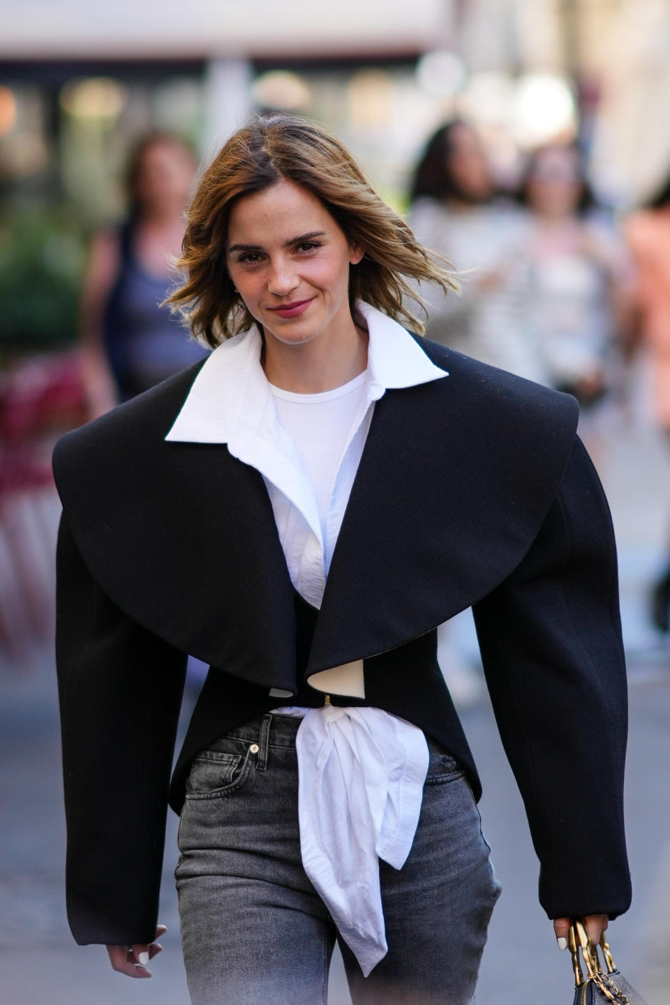 Emma Watson during Paris Fashion Week, Haute Couture in 2022. (Getty Images)