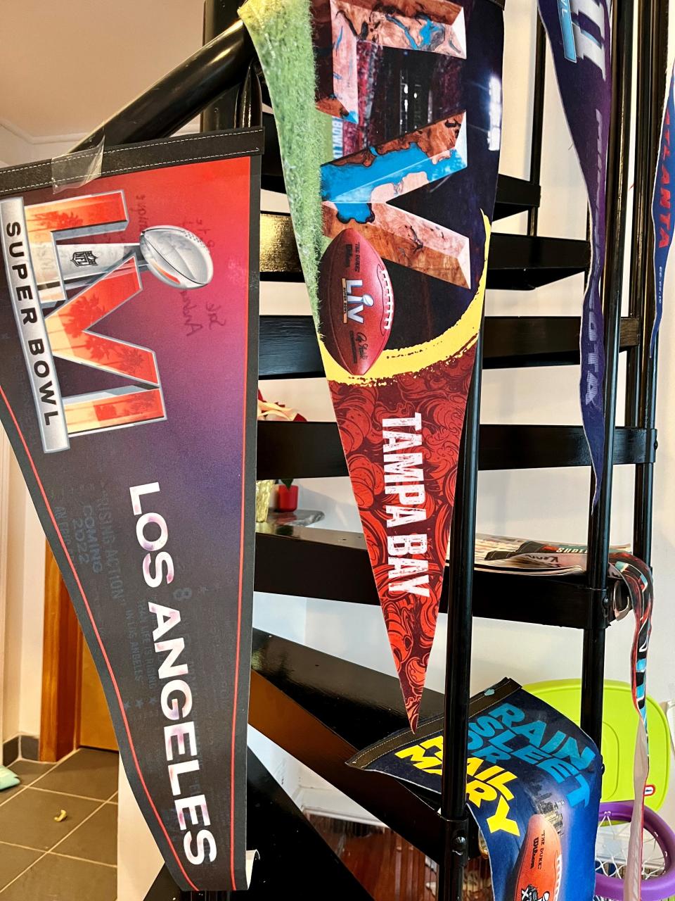 Every year, the Werkheiser family gets a pennant to represent their Super Bowl party.