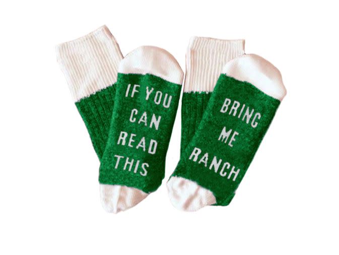 Buy the <a href="https://www.flavourgallery.com/collections/hidden-valley-ranch/products/hidden-valley-ranch-statement-socks" target="_blank">ranch statement socks</a>&nbsp;for $12