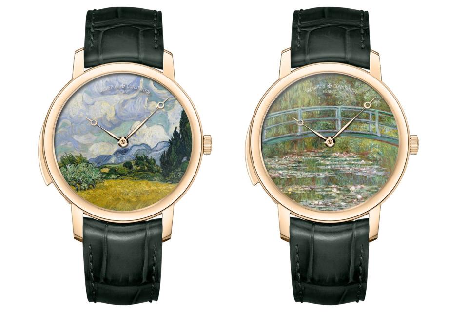 全新的「A Masterpiece on your Wrist」計劃，為了讓藏家能更了解最終客訂錶款樣貌，特別打造四款作品。這兩款分別為梵高(Vincent van Gogh)的《麥田與絲柏》（左）、莫奈(Claude Monet)的《睡蓮池上的拱橋》（右）。