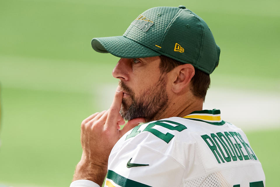 If Aaron Rodgers is out of his prime, he sure didn't look like it in Week 1 against Minnesota. (Photo by Hannah Foslien/Getty Images)