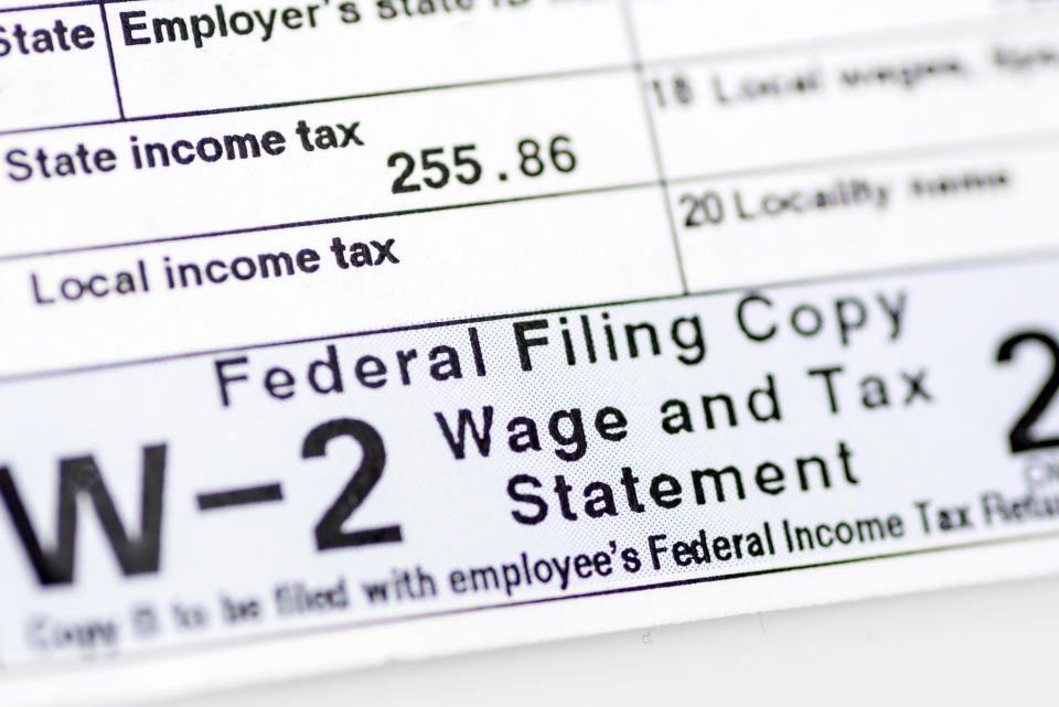 W-2 Form - Federal Filing Wage and Tax Statement close up