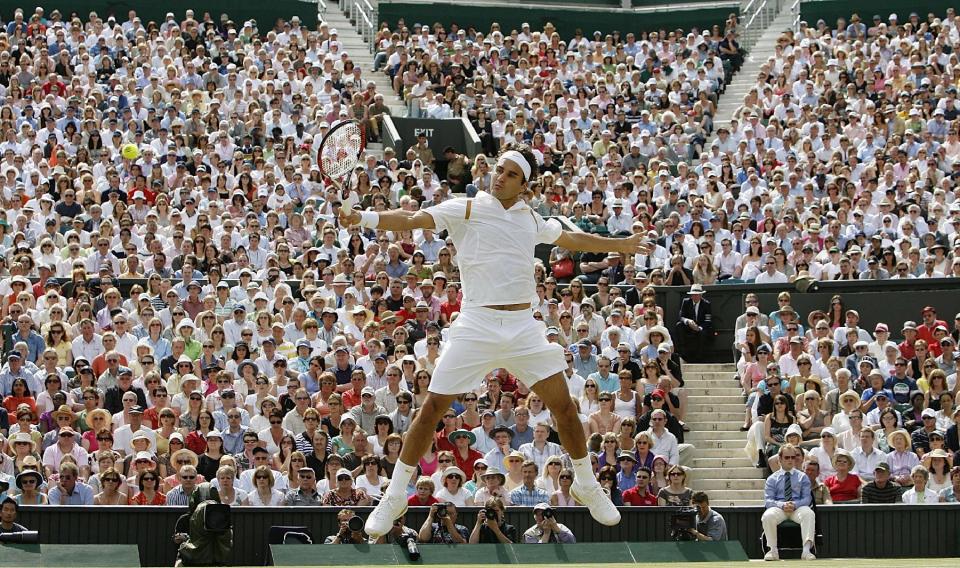 The weather delays might have helped Roger Federer stay fresher than Rafael Nadal, as he barely edged him out to win Wimbledon in 2007. (AP Photo/Anja Niedringhaus, File)