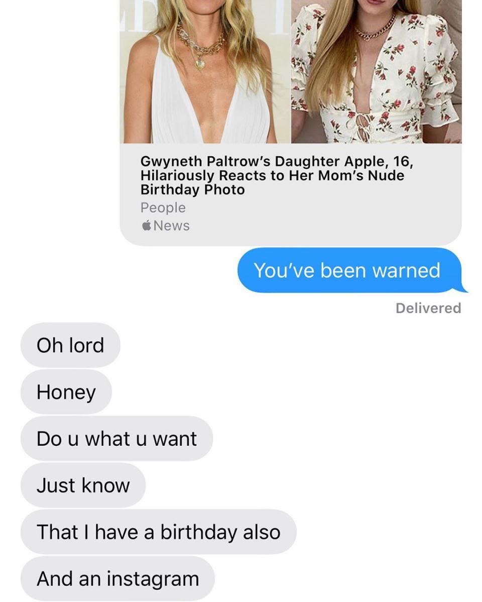 Kelly Ripa daughter's texts