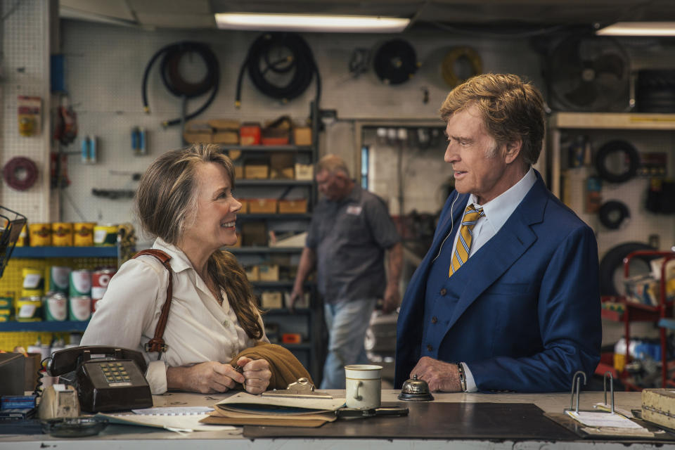 This image released by Fox Searchlight shows Sissy Spacek, left, and Robert Redford in a scene from the film, "The Old Man & The Gun." Redford stars as an aged bank robber in David Lowery's film based-on-a-true-story heist. (Eric Zachanowich/Fox Searchlight via AP)