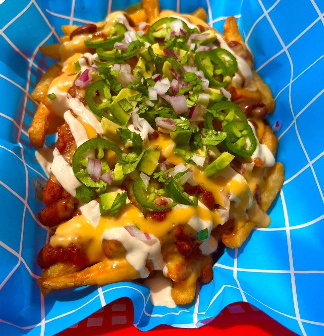 Plant-based loaded chili cheese fries at Dale & Dollops, a vegan restaurant that opened this summer in Ocean Grove.
