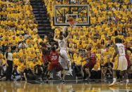 INDIANAPOLIS, IN - MAY 17: Lou Amundson #17 of the Indiana Pacers tries for a rebound over Norris Cole #30 and James Jones #22 of the Miami Heat in Game Three of the Eastern Conference Semifinals in the 2012 NBA Playoffs at Bankers Life Fieldhouse on May 17, 2012 in Indianapolis, Indiana. NOTE TO USER: User expressly acknowledges and agrees that, by downloading and/or using this photograph, User is consenting to the terms and conditions of the Getty Images License Agreement. (Photo by Jonathan Daniel/Getty Images)