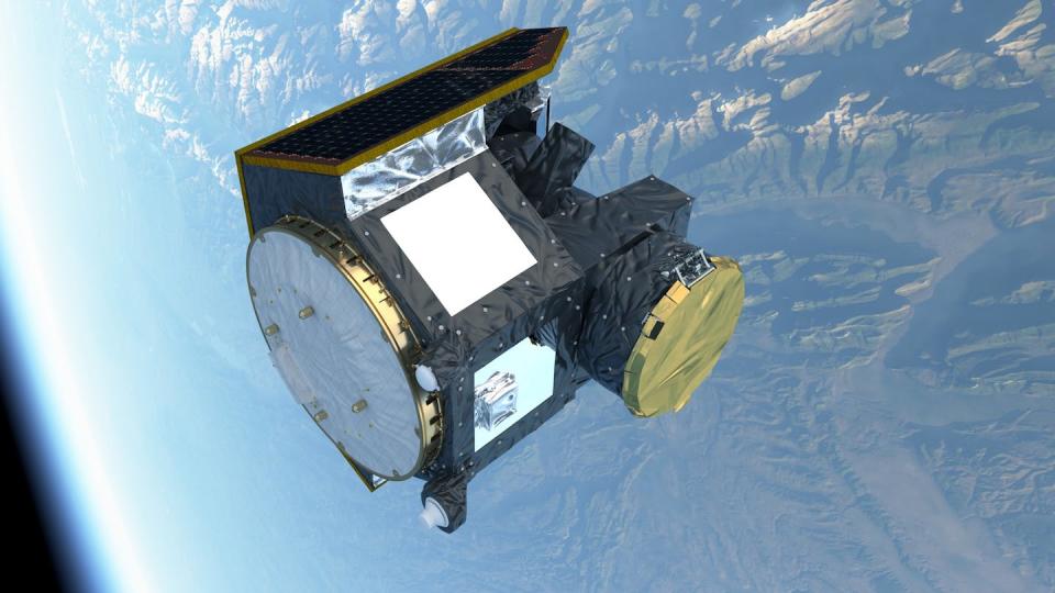 Impresión artística de CHEOPS, el satélite de caracterización de exoplanetas de la ESA en órbita sobre la Tierra. Créditos: ESA/ATG medialab.