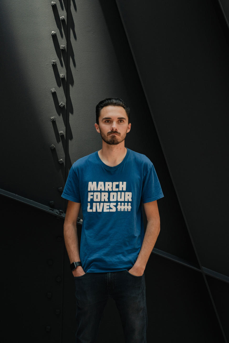 David Hogg stands for a portrait inside the Hart Senate Office Building in Washington, D.C., on Tuesday, June 9, 2022.<span class="copyright">Shuran Huang for TIME</span>