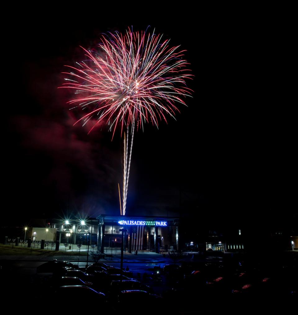 Fireworks at Palisades Credit Union Park in Pomona on Friday, July 3, 2020.