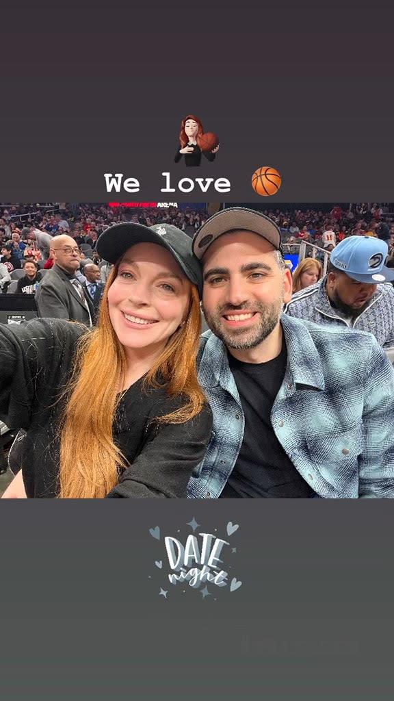 Lindsay Lohan, Bader Shammas, Warriors Game, Instagram, 2024