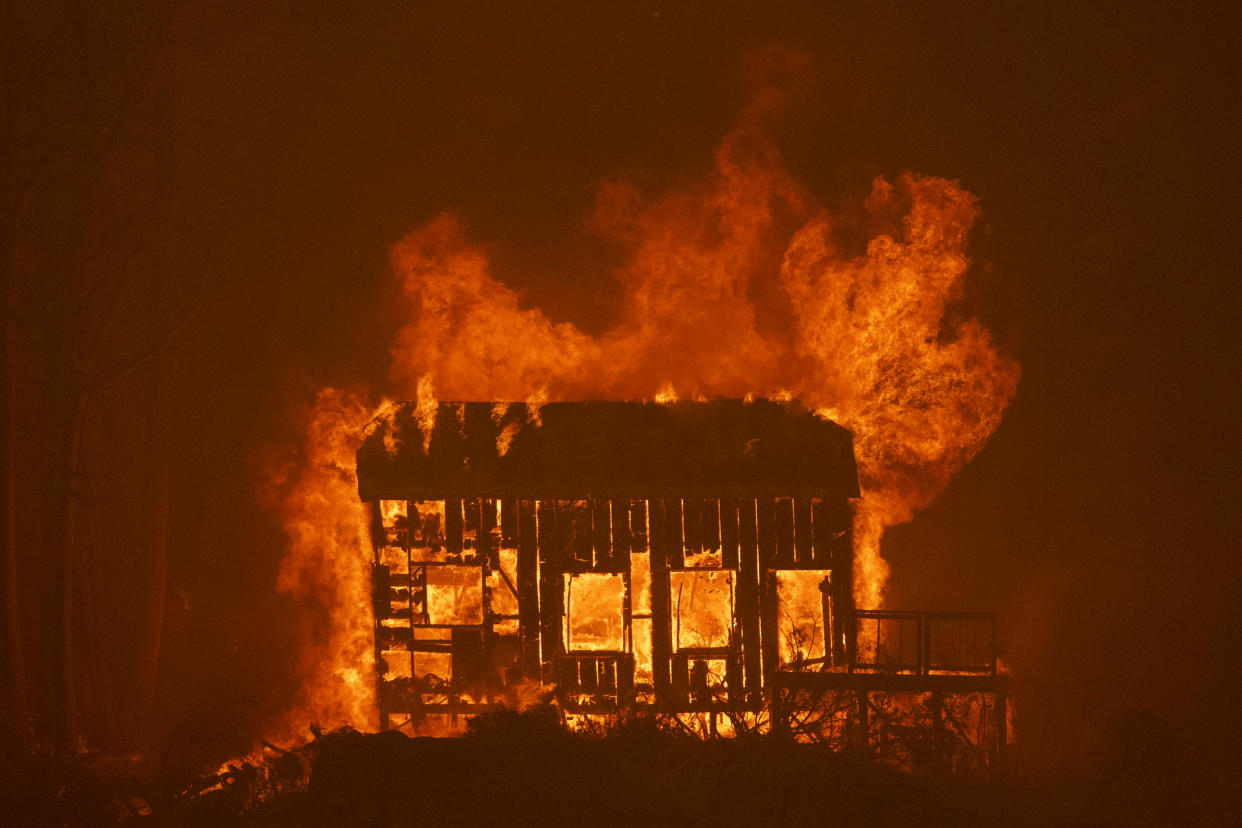 Fire engulfs a small cabin 