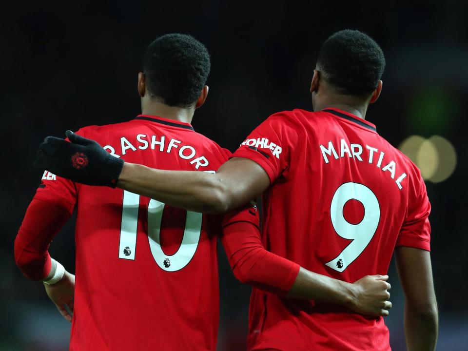 Manchester United forwards Marcus Rashford and Anthony Martial: Getty