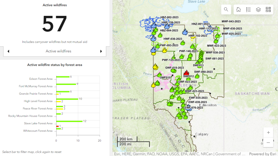 Alberta's active wildfires as of April 1, 2024