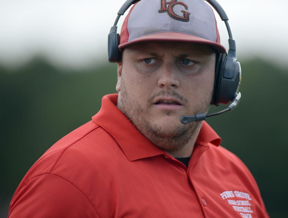 John Emel looks on during a Penns Grove football game in this 2018 photo. Emel was approved as the next football coach at West Deptford on Monday night.