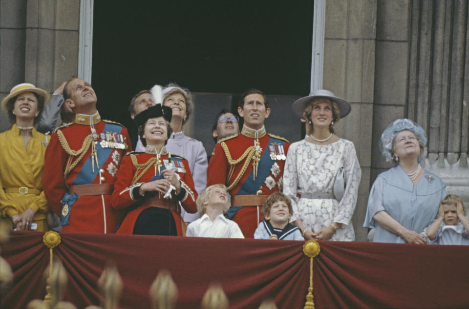 <p>The Royal Family on the balcony of Buckingham Palace in London for the Trooping the Colour ceremony, June 1983. (Getty Images)</p> 