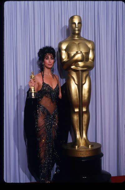 PHOTO: In this April 11, 1988, file photo, Cher holds her Best Actress in a Leading Role Oscar for &#39;Moonstruck&#39; at the Academy Awards in Los Angeles. (John T. Barr/Liaison via Getty Images, FILE)