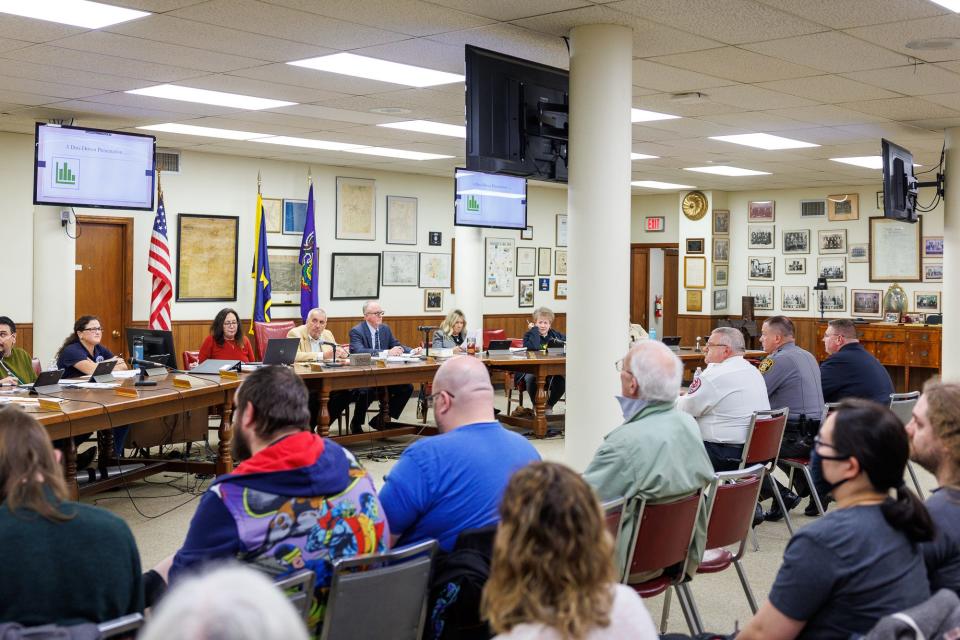 Attendees fill the audience during the November meeting of the Hanover Borough Finance Committee, Wednesday, Nov. 15, 2023, in Hanover.