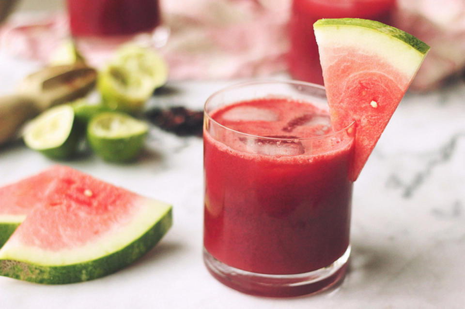 <p>Tasty Yummies</p><p>Not only is this beverage refreshing, it smells amazing! </p><p><strong>Get the recipe: <a href="http://tasty-yummies.com/2014/05/30/watermelon-hibiscus-lime-cooler-and-margarita/" rel="nofollow noopener" target="_blank" data-ylk="slk:Watermelon Hisbiscus Lime Cooler;elm:context_link;itc:0;sec:content-canvas" class="link ">Watermelon Hisbiscus Lime Cooler</a></strong></p>