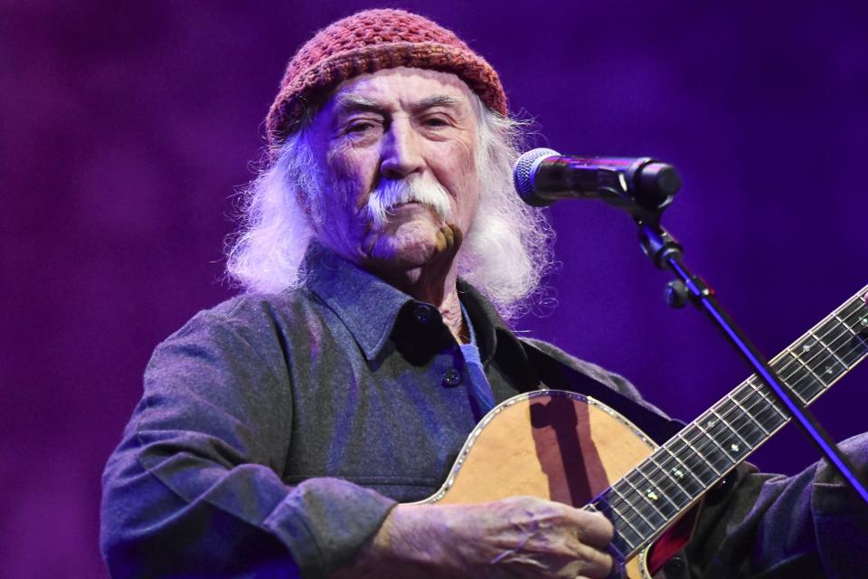 Rock and Roll Hall of Fame member David Crosby, founding member of The Byrds and Crosby, Stills and Nash, performs onstage during the California Saga 2 Benefit at Ace Hotel on July 03, 2019 in Los Angeles, California.