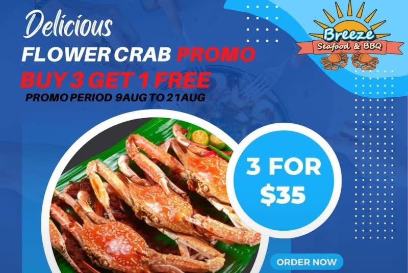 breeze seafood & bbq - flower crab promotion