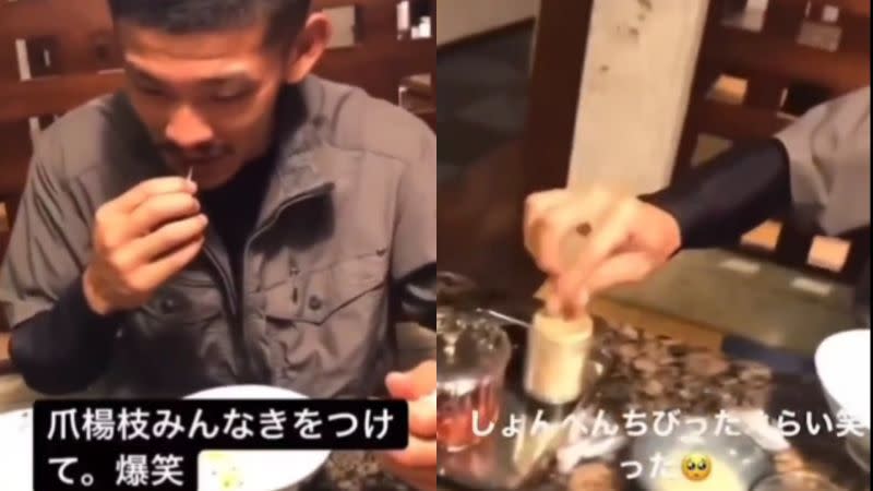 ▲壽司郎屁孩事件引爆日本民眾的「衛生恐慌」，另外還有一中年男子，在燒肉店將使用過的牙籤，放回原位。（圖／推特@roketdan2）