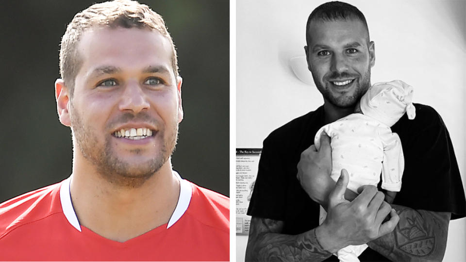 Sydney Swans star Lance Franklin and his wife Jesinta have welcomed their second child into the world, days away from Franklin's long-awaited return to the AFL. Pictures: Getty Images/Instagram