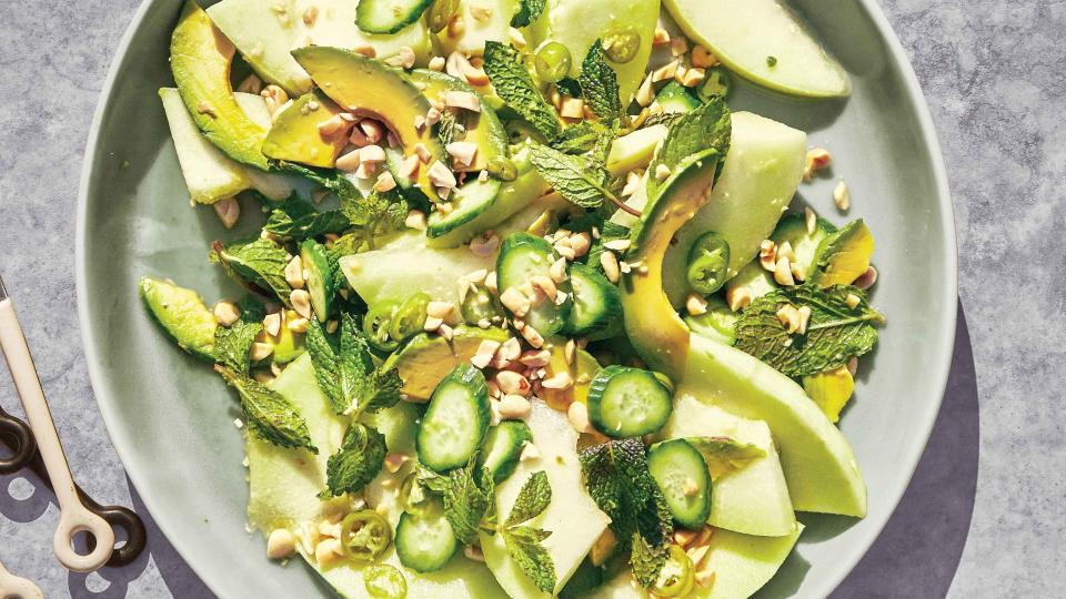 Honeydew Salad with Ginger Dressing and Peanuts