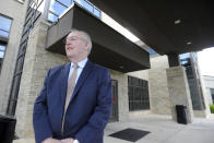 Thomasville Regional Medical Center chief executive Curtis James speaks outside the hospital in Thomasville, Ala., on Tuesday, May 3, 2022. The hospital is among three in the nation that say they are missing out on federal pandemic relief money because they opened during or shortly before the COVID-19 crisis began. (AP Photo/Jay Reeves)