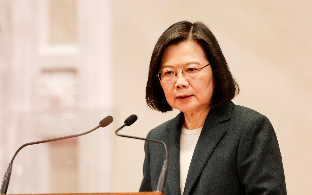 Taiwan president Tsai Ing-wen is due to meet the US House Speaker Kevin McCarthy in California in April - CARLOS GARCIA RAWLINS/REUTERS