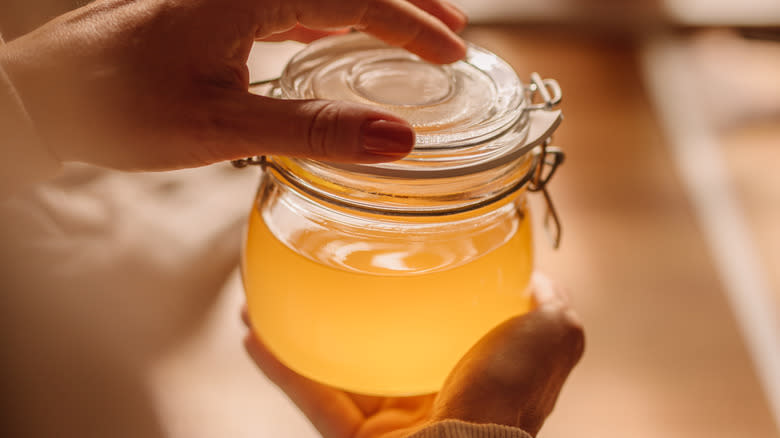 Ghee butter in sealed jar