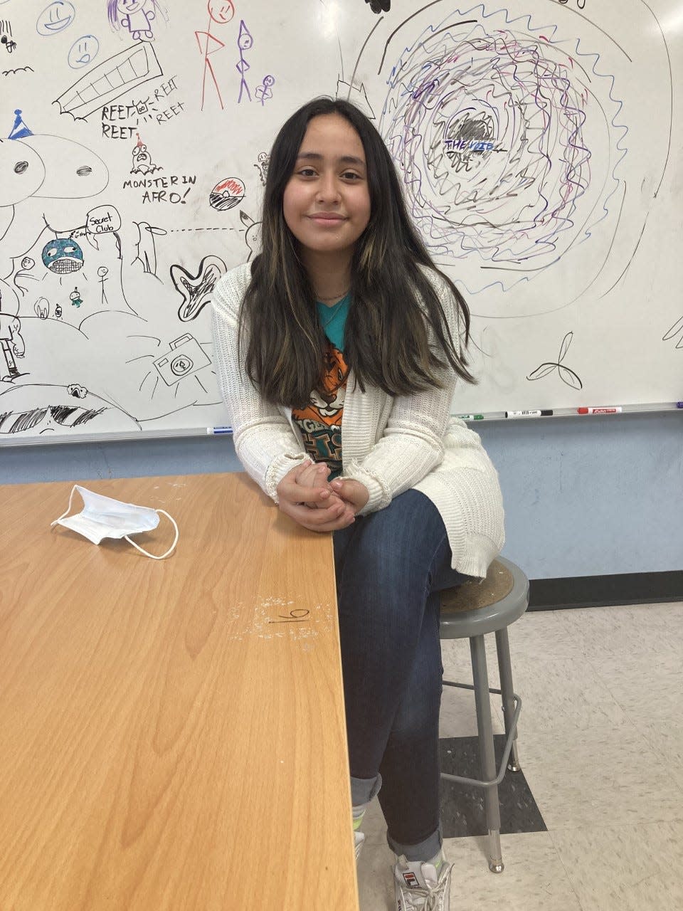 Harmony School of Excellence student  Mia Rodriguez, 11, said she transferred her emotions about social media into her interactive art project.